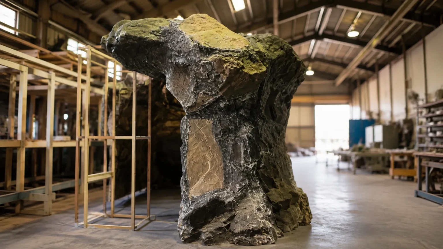 岩肌を再現した大型の造作オブジェ