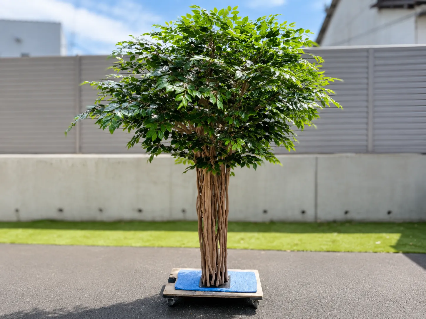 屋外に設置された大型の人工樹木