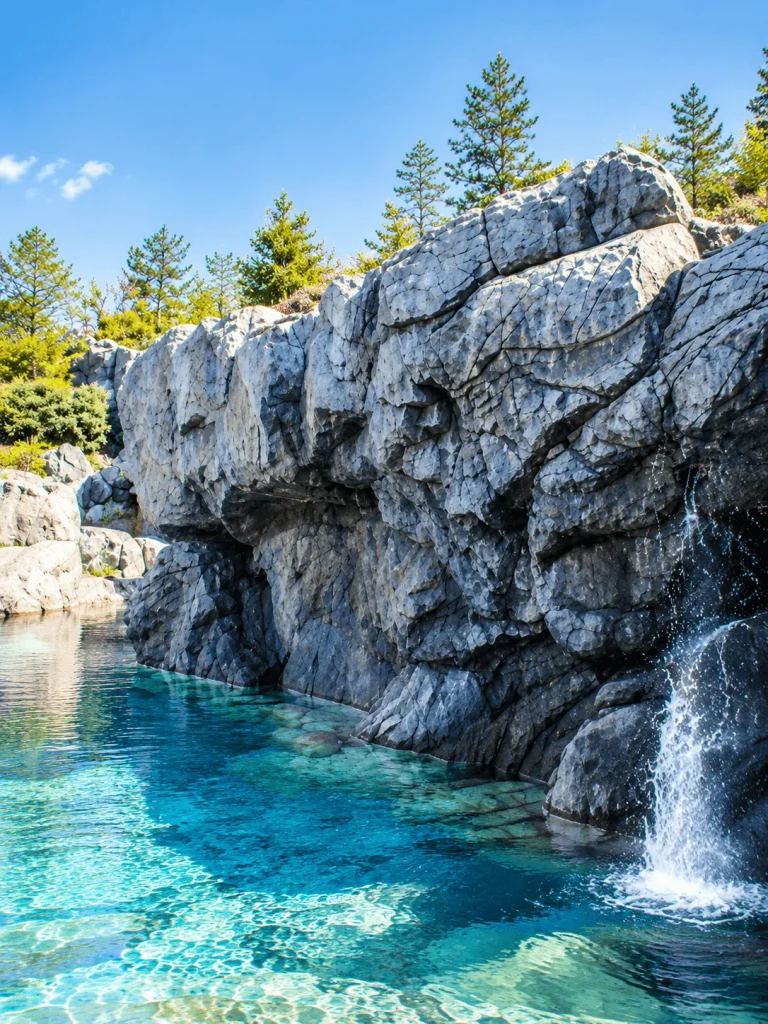 大型岩壁造形・水景施工